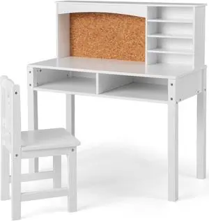 SlickBlue Kids Desk and Chair Set with Hutch and Bulletin Board for 3+ Kids
