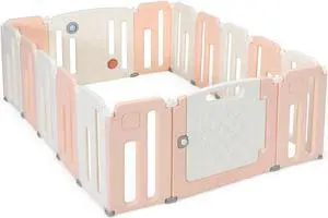 SlickBlue 16 Panels Baby Playpen with Drawing Board