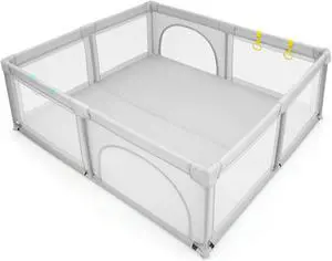 SlickBlue Large Infant Baby Playpen Safety Play Center Yard with 50 Ocean Balls