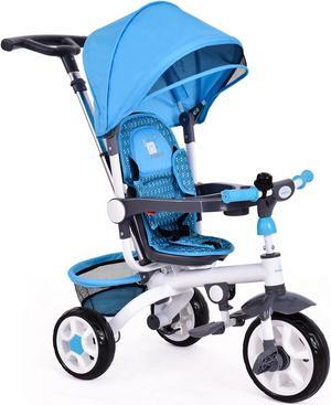 SlickBlue 4-in-1 Detachable Baby Stroller Tricycle with Round Canopy