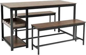 SlickBlue 3 Pieces Dining Table Set for 4 with Wine Rack