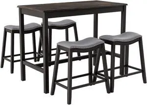 SlickBlue 5-Piece Dining Set with 4 Upholstered Stools