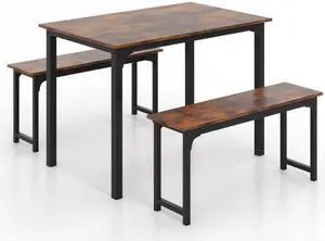 SlickBlue 3 Pieces Farmhouse Dining Table Set with Space-Saving Design