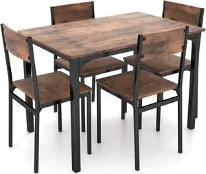 SlickBlue 5 Piece Dining Table Set Industrial Style Kitchen Table and Chairs for 4