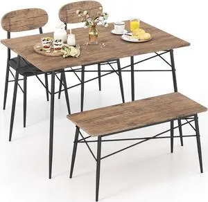 SlickBlue 4 Piece Dining Table Set with Bench and 2 Chairs