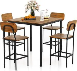 SlickBlue 5 Pieces Industrial Dining Table Set with Counter Height Table and 4 Bar Stools