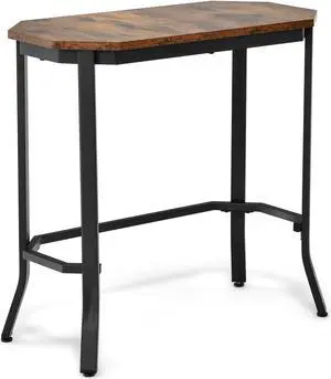 SlickBlue Narrow End Table with Rustic Wood Grain and Stable Steel Frame