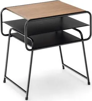 SlickBlue 3-tier Compact Side End Table with Storage Shelf-Coffee