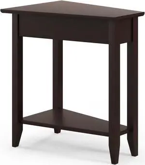 SlickBlue 2-Tier Wedge Narrow End Table with Storage Shelf and Solid Wood Legs