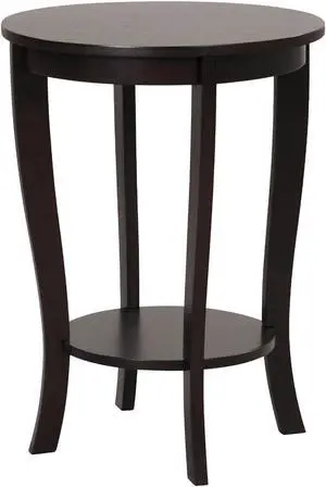 SlickBlue 2-tier Round End Table with Solid Wood Legs