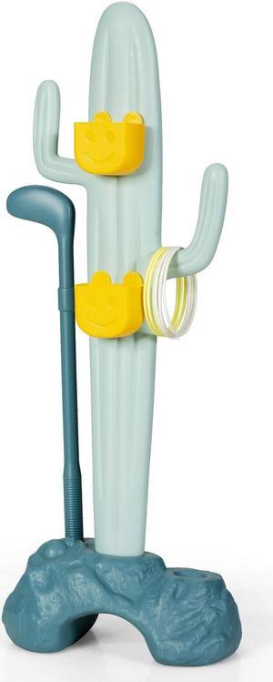 SlickBlue 3-in-1 Cactus Toy Stand Sports Activity Center with Golf and Ring-Toss