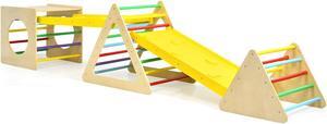 SlickBlue 5 in 1 Kids Triangle Climber Play Gym Set with 2 Ramps