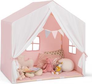 SlickBlue Kid's Play Tent with Washable Cotton Mat and Flag Banner