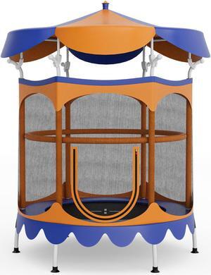 SlickBlue Kids Trampoline with Detachable Canopy and Safety Enclosure Net
