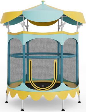 SlickBlue Kids Trampoline with Detachable Canopy and Safety Enclosure Net