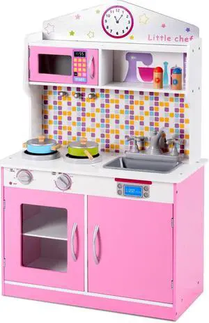 SlickBlue Kids Wooden Pretend Cooking Play set Cookware Kitchen