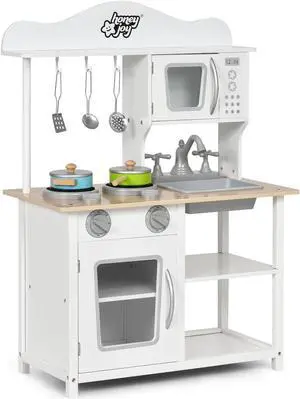 SlickBlue Wooden Pretend Play Kitchen Set for Kids with Accessories and Sink