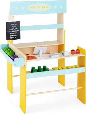 SlickBlue Kid's Pretend Play Grocery Store with Cash Register and Blackboard