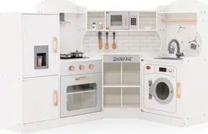 SlickBlue Corner Kids Play Kitchen with Washing Machine and Ice Maker Gift for Boys Girls