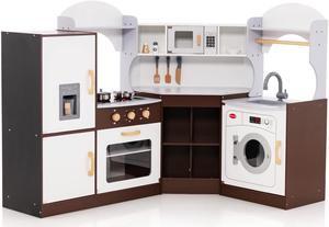 SlickBlue Toddler Kitchen Play-set with Ice Maker Microwave Oven Sink and Washing Machine for Kids