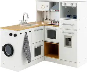SlickBlue 2-Pieces Wooden Kids Kitchen Playset with Light and Sound