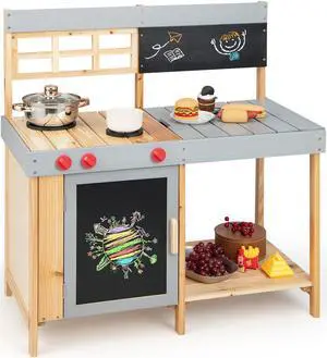 SlickBlue Outdoor Kid's Mud Kitchen Set with Detachable Water Box for Toddlers Over 3