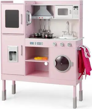 SlickBlue Pretend Play Kitchen for Kids with 16 Pieces Accessories