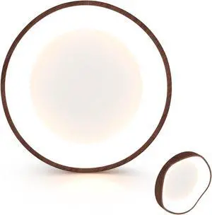 SlickBlue 24W Modern LED Mount Ceiling Light with Wood Pattern and Metal Frame