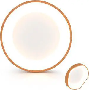 SlickBlue 24W Modern LED Mount Ceiling Light with Wood Pattern and Metal Frame