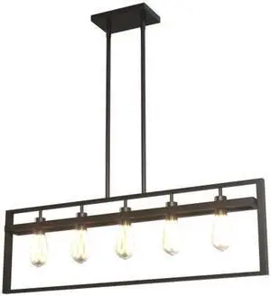 SlickBlue 5-Lights Pendant Lamp with Iron Square Lamp Shade
