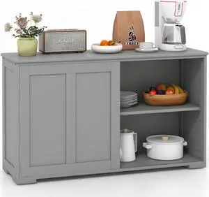 SlickBlue Antique Stackable Kitchen Storage Sideboard with Height Adjustable Shelf-Gray