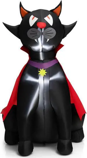 SlickBlue 4.7 Feet Halloween Inflatable Vampire Cat with Red Cloak