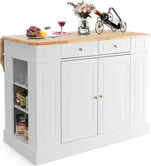 SlickBlue Kitchen Island with Storage and 3-Level Adjustable Shelves