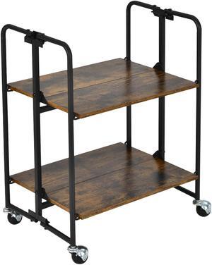 SlickBlue Folding Rolling Cart with Metal Frame-2-Tier