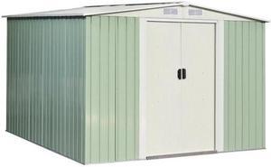 SlickBlue 8x8 Feet Outdoor Garden Galvanized Steel Storage Shed with Sliding Door-Light Green