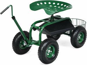 SlickBlue Extendable Handle Garden Cart Rolling Wagon Scooter