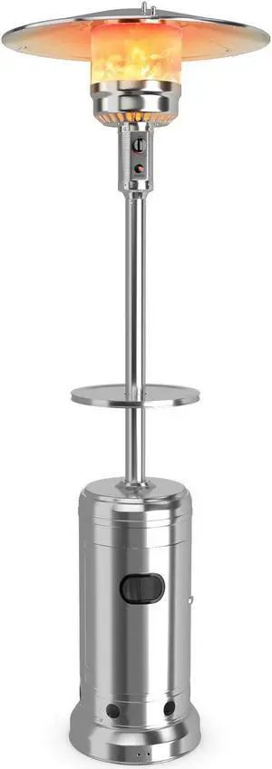 SlickBlue Outdoor Heater Propane Standing LP Gas Steel with Table & Wheels