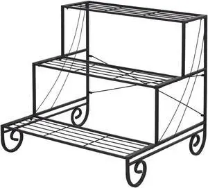 SlickBlue 3 Tier Outdoor Metal Garden Planter Holder Shelf