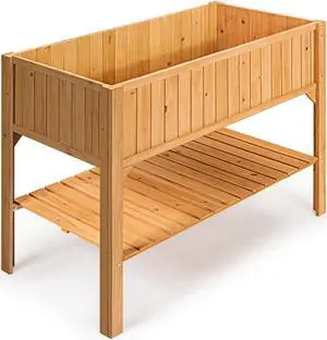 SlickBlue Wooden Elevated Planter Box Shelf Suitable for Garden Use