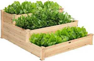 SlickBlue 3 Tier Elevated Wooden Vegetable Garden Bed
