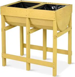 SlickBlue Raised Wooden Planter Vegetable Flower Bed with Liner