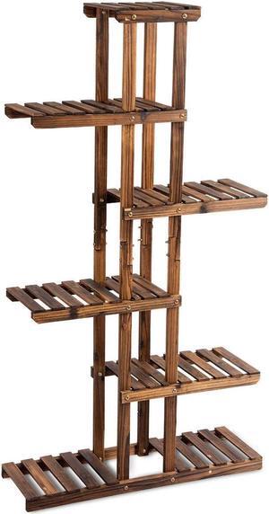 SlickBlue 6 Tier Garden Wooden Shelf Storage Plant Rack Stand
