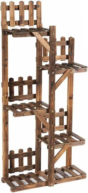 SlickBlue 5-Tier Flower Rack Wood Plant Stand 6 Pots Display Shelf
