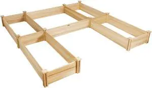 SlickBlue U-Shaped Wooden Garden Raised Bed for Backyard and Patio