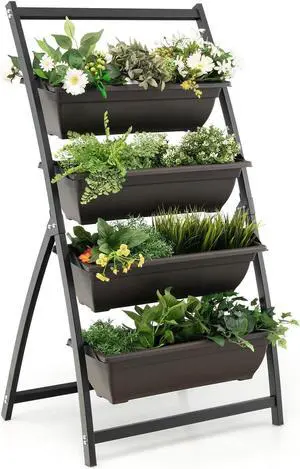 SlickBlue 4-Tier Vertical Raised Garden Bed with 4 Containers and Drainage Holes