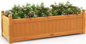 SlickBlue Wooden Rectangular Garden Bed with Drainage System