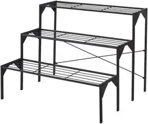 SlickBlue 3 Tier Outdoor Metal Heavy Duty Modern for Multiple Plant Display Stand Rack