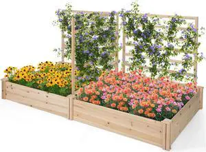 SlickBlue Raised Garden Bed with 2 Planter Boxes and 3 Trellis