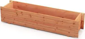 SlickBlue Fir Wood Planter Box with 2 Drainage Holes and 3 Added Bottom Crossbars-Orange