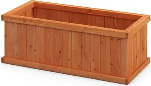 SlickBlue Raised Garden Bed Wooden Planter Box with 4 Drainage Holes and Detachable Bottom Panels-Orange